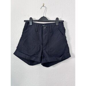 LEVI'S Size 26 Ribcage High Rise Denim Jean Cuffed Black Shorts